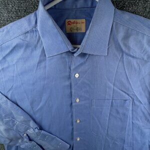 VTG Gitman Bros Rodes Louisville Button Up Shirt Men Herringbone Blue 16.5 36